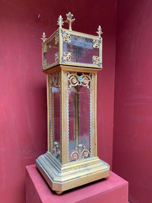 Exceptional Unique And Large High Quality Reliquary  en Bronze Gilt / Glass / Enamel, France 19th century ( anno 1865 )