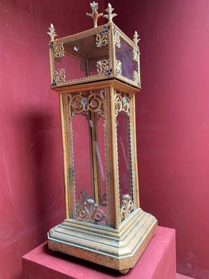 Exceptional Unique And Large High Quality Reliquary  en Bronze Gilt / Glass / Enamel, France 19th century ( anno 1865 )