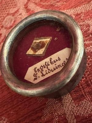 First Class Reliquary Ex Ossibus St. Lidwina en Brass / Glass / Wax Seal, Netherlands  19 th century ( Anno 1845 )