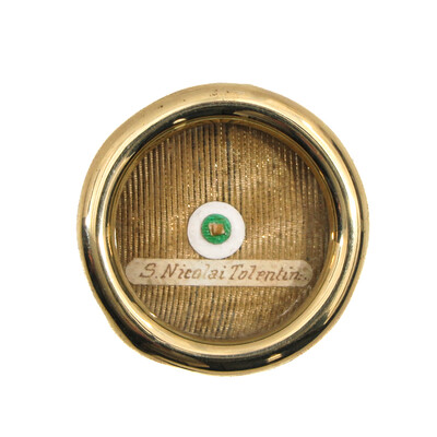 First Class Reliquary - Relic Ex Ossibus St. Nicholas Of Tolentino With Original Document en Brass / Glass / Wax Seal, Italy  19 th century