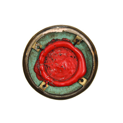 First Class Reliquary - Relic Ex Ossibus St. Ursula With Original Document en Brass / Glass / Wax Seal, Belgium  19 th century ( Anno 1895 )