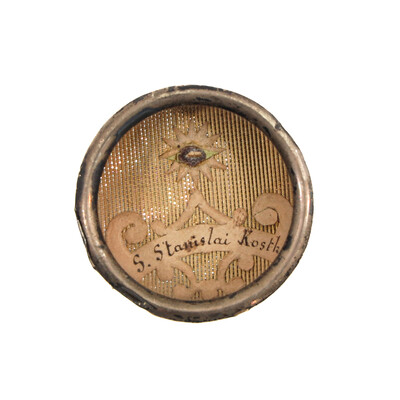 First Class Reliquary - Relic St. Stanislaus Koska en Brass / Glass / Wax Seal, Italy  19 th century