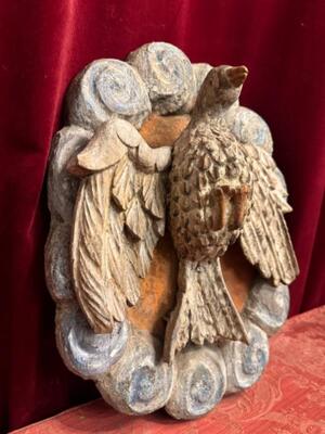 Fully Hand - Carved Dove ( Holy Spirit ) en Hand - Carved Wood , Belgium  19 th century