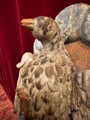 Fully Hand - Carved Dove ( Holy Spirit ) en Hand - Carved Wood , Belgium  19 th century