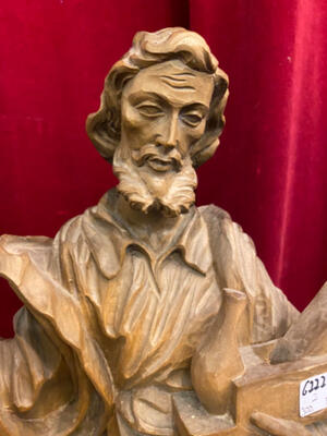 Fully Hand-Carved Sculpture St. Joseph As A Carpenter. Complete With Wall-Console.  en Wood, Oberammergau – Austria very good