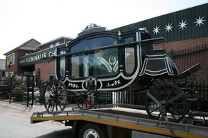 Funeral Carriage en wood polychrome, Hungary