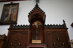 Altar style Gothic en wood oak, Belgium 19 th century