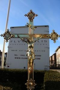 Altar - Cross style gothic en Brass / Bronze, Belgium 19th century