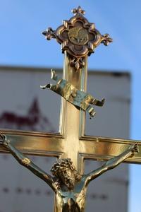 Altar - Cross style gothic en Brass / Bronze, Belgium 19th century