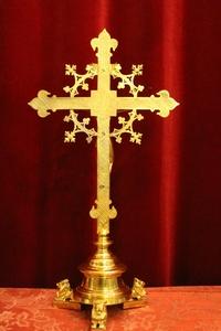 Altar - Cross style Gothic en Full Bronze / Polished and Varnished, France 19th century