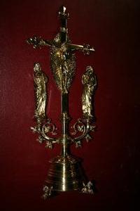 Calvary Group style gothic en Bronze / Brass, Belgium 19 th century