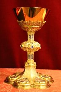 Chalice style Gothic en full silver / Gilt / Enamel, Belgium