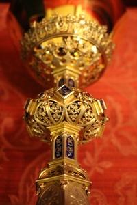 Chalice style Gothic en full silver / Gilt / Enamel, Belgium