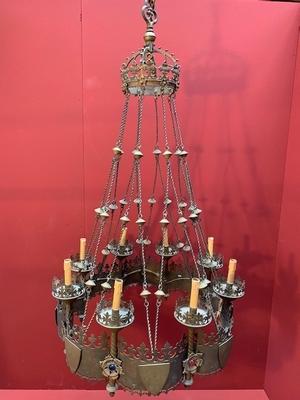 Chandelier style Gothic en Brass / Bronze , Belgium 19th century