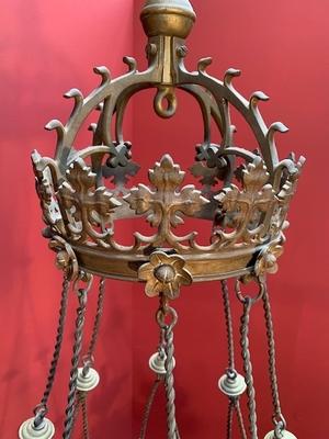 Chandelier style Gothic en Brass / Bronze , Belgium 19th century