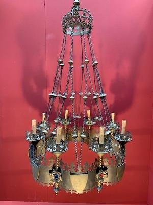 Chandelier style Gothic en Brass / Bronze , Belgium 19th century