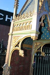 Chapel style Gothic en wood polychrome, France 19th century