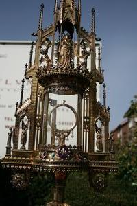 Monstrance style gothic en SILVER, Belgium 19th century