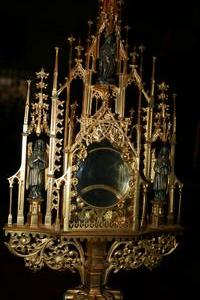 Monstrance style gothic en BRASS / BRONZE, France 19th century