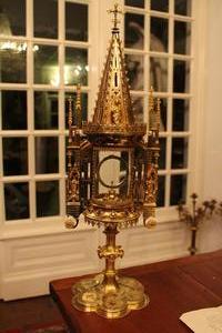 Monstrance style gothic en Brass / Bronze, Belgium 19th century