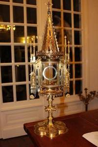 Monstrance style gothic en Brass / Bronze, Belgium 19th century