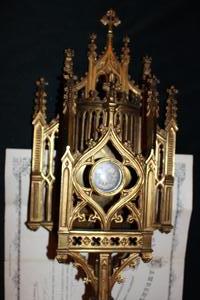 Reliquary style Gothic en Brass / Bronze, France 19th century