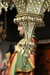 Sanctuary Lamp style Gothic en Brass / Bronze, France 19th century