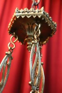 Sanctuary Lamp style Gothic en Bronze / Polished and Varnished, France 19th century