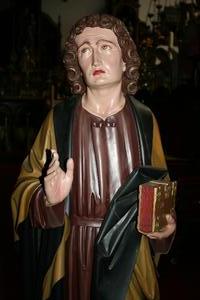 St. Johannes Statue style Gothic en wood polychrome, Dutch 19th century