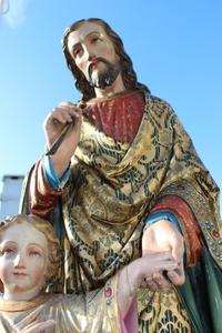 St. Joseph Statue style Gothic en wood polychrome, Belgium  19th century