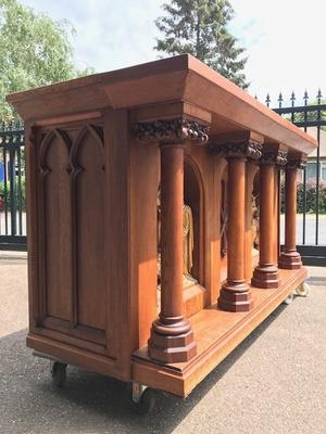 Altar style Gothic - style en hand-carved wood polychrome Oak, Vught - Dutch 19th century ( anno 1890 )