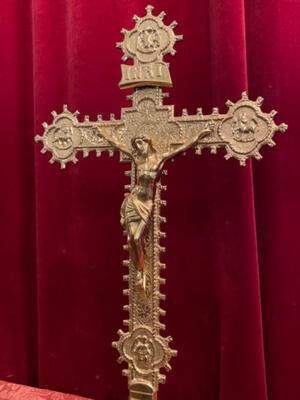 Altar - Cross style Gothic - style en Bronze Gilt, Belgium  19 th century