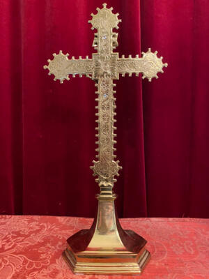 Altar - Cross style Gothic - style en Bronze Gilt, Belgium  19 th century