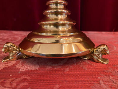 Altar - Cross style Gothic - style en Brass / Bronze / Polished and Varnished, Belgium  19 th century ( Anno 1890 )