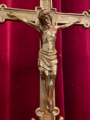 Altar - Cross style Gothic - style en Brass / Bronze , Belgium  19 th century ( Anno 1890 )