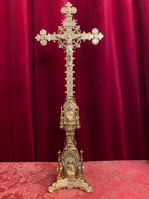 Altar - Cross style Gothic - Style en Bronze / Polished and Varnished, France 19 th century