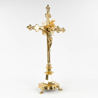 Altar - Cross style Gothic - style en Bronze, Belgium  19 th century