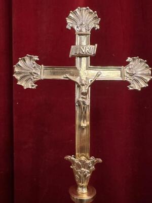 Altar - Cross style Gothic - Style en Bronze / Polished and Varnished, Belgium  19 th century ( Anno 1885 )