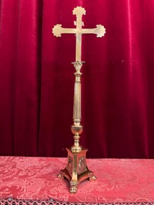 Altar - Cross style Gothic - Style en Bronze / Polished and Varnished, Belgium  19 th century ( Anno 1885 )