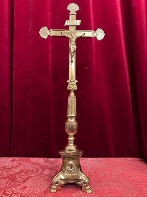 Altar - Cross style Gothic - Style en Bronze / Polished and Varnished, Belgium  19 th century ( Anno 1890 )