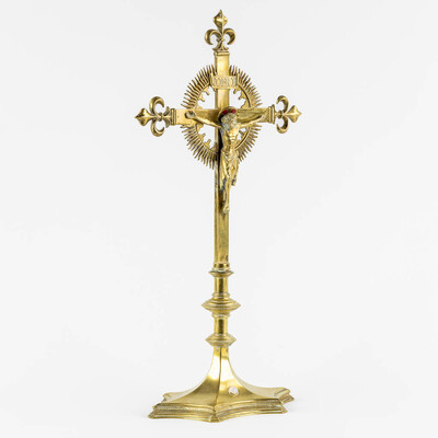 Altar - Cross style Gothic - Style en Bronze Gilt, Belgium  19 th century