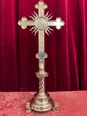 Altar - Cross style Gothic - Style en Bronze / Polished and Varnished, Belgium  19 th century ( Anno 1885 )