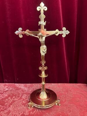 Altar - Cross style Gothic - Style en Bronze / Polished and Varnished, Belgium  19 th century ( Anno 1885 )