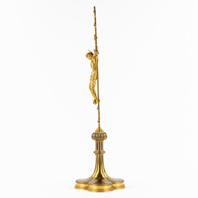 Altar - Cross style Gothic - Style en Bronze Gilt / Stones, Belgium  19 th century