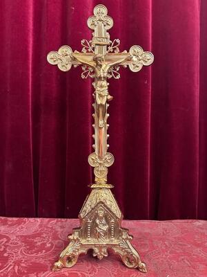 Altar - Cross style Gothic - Style en Bronze / Polished and Varnished, France 19 th century ( Anno 1885 )