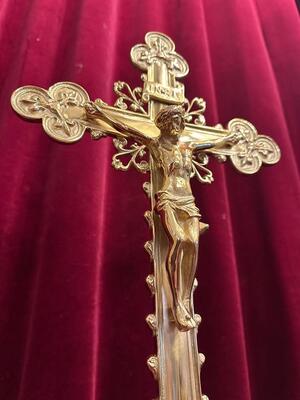 Altar - Cross style Gothic - Style en Bronze / Polished and Varnished, France 19 th century ( Anno 1885 )