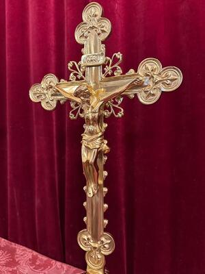 Altar - Cross style Gothic - Style en Bronze / Polished and Varnished, France 19 th century ( Anno 1885 )