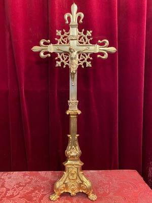 Altar - Cross style Gothic - Style en Bronze Gilt, Belgium 19th century ( anno 1890 )