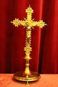 Altar - Cross style Gothic - style en Brass / Bronze / Gilt, France 19th century