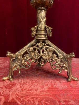 Altar - Cross style Gothic - style en Bronze / Gilt / Glass, France 19 th century ( Anno 1890 )